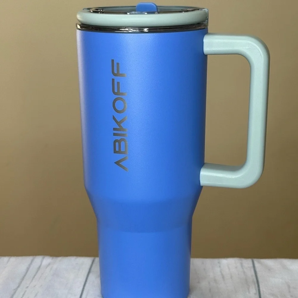 ABIKOFF Leak Resistant Tumbler with Handle and Flip Straw